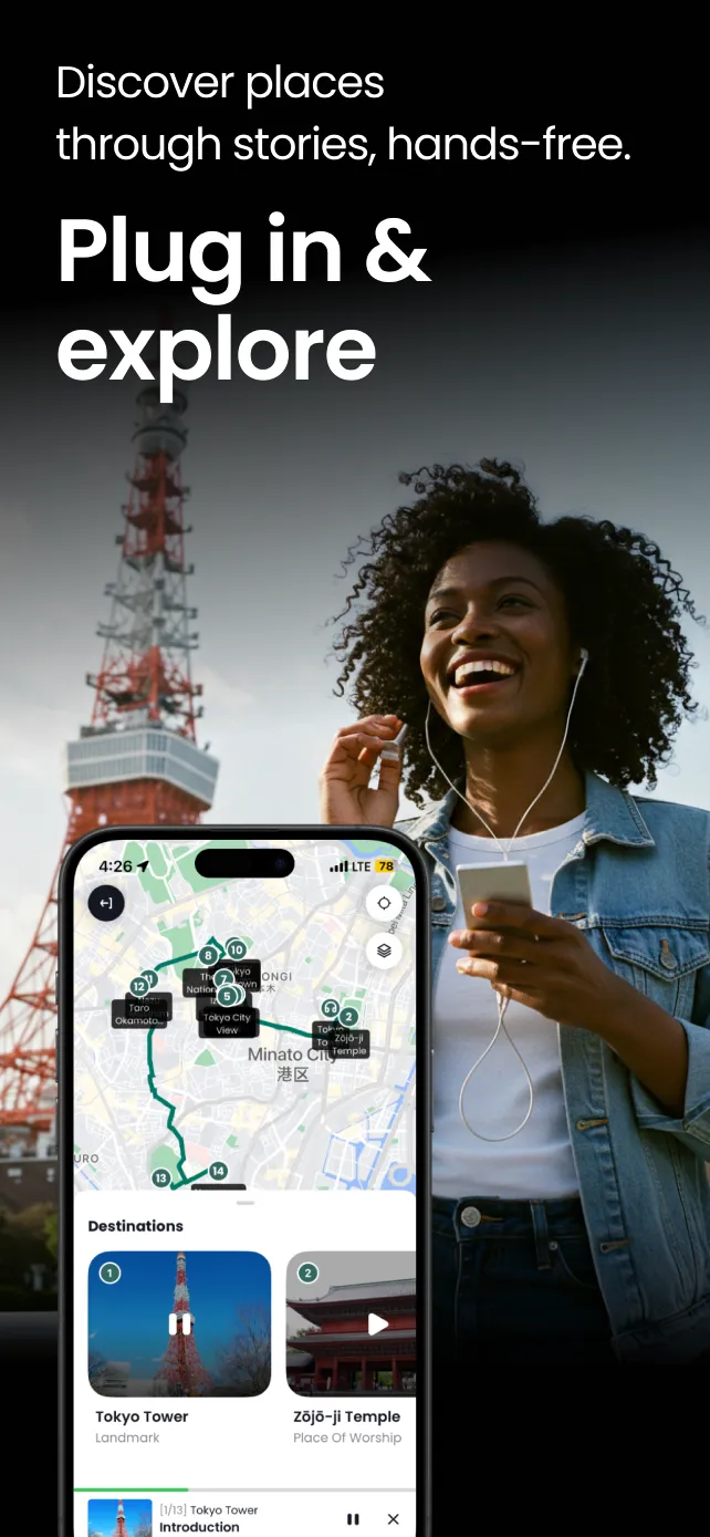 Experience immersive audio tours as you explore new cities on foot.